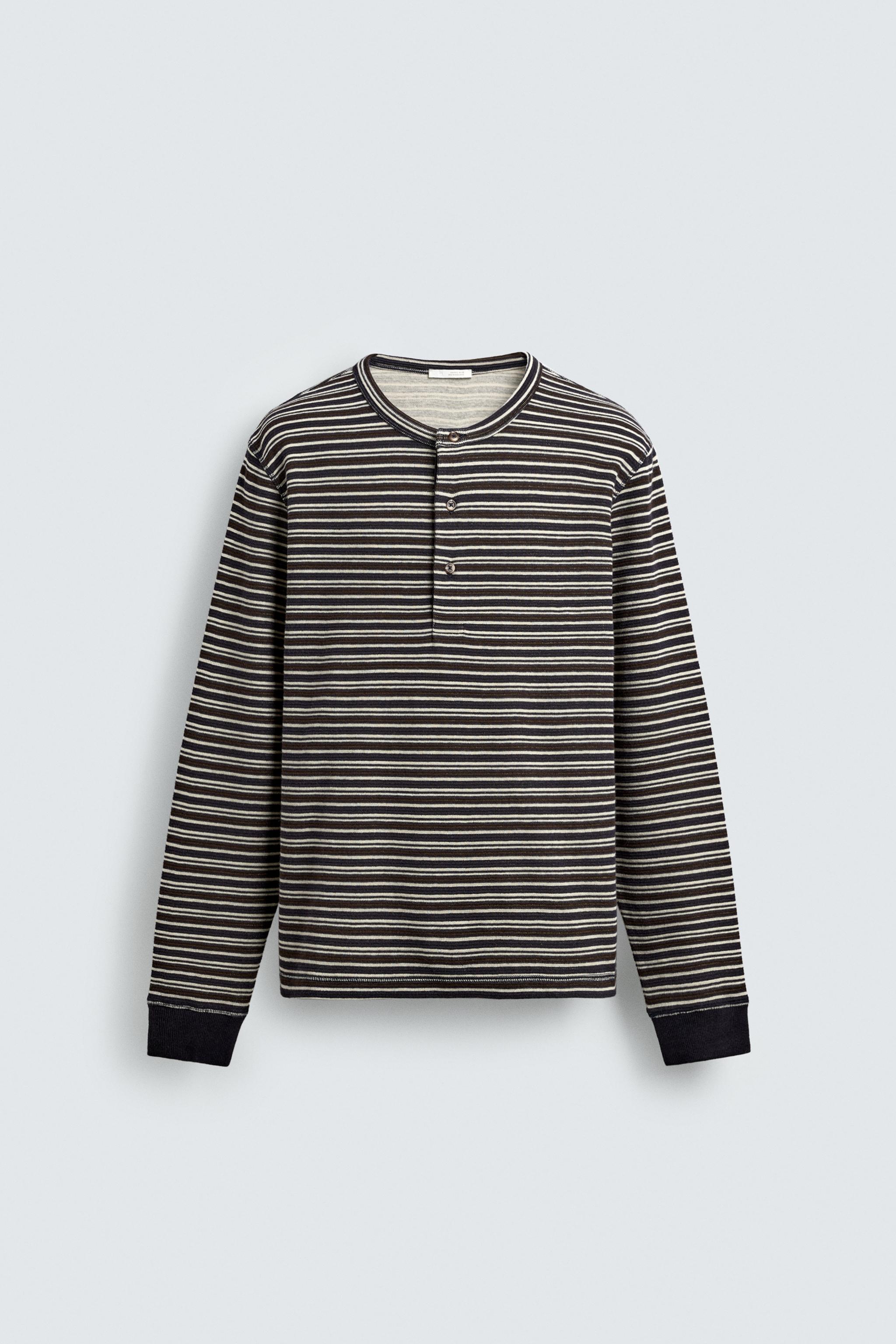 STRIPED HENLEY T-SHIRT